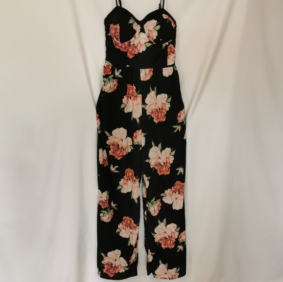 Band of Gypsies Pants - Band of Gypsies Panex Overseas Floral Sweetheart Neckline Halter Jumpsuit -Sz S